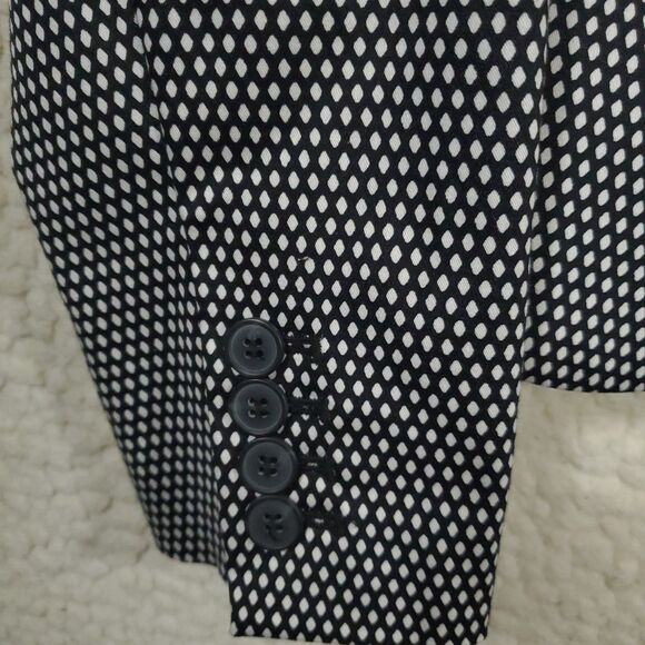 Worthington Women's Blazer Size 8 Black & White Diamond 2 Button Lined Jacket - Picture 14 of 14